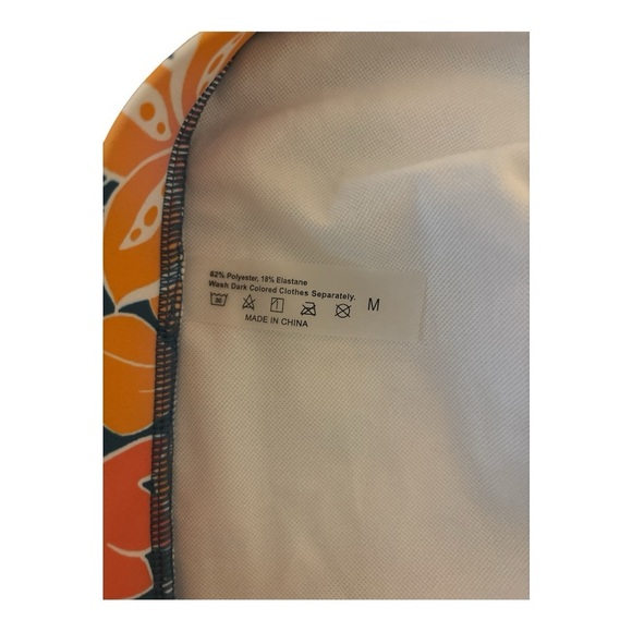 Orange and Blue Hawaian Floral Bikini Set with High-Waisted Bottoms Size Medium - Picture 3 of 3